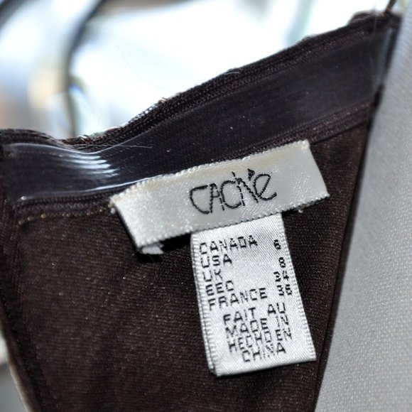 Cache Chocolate Brown Party Cocktail Dress 3/4 Length Dress Size 8 - Picture 5 of 6